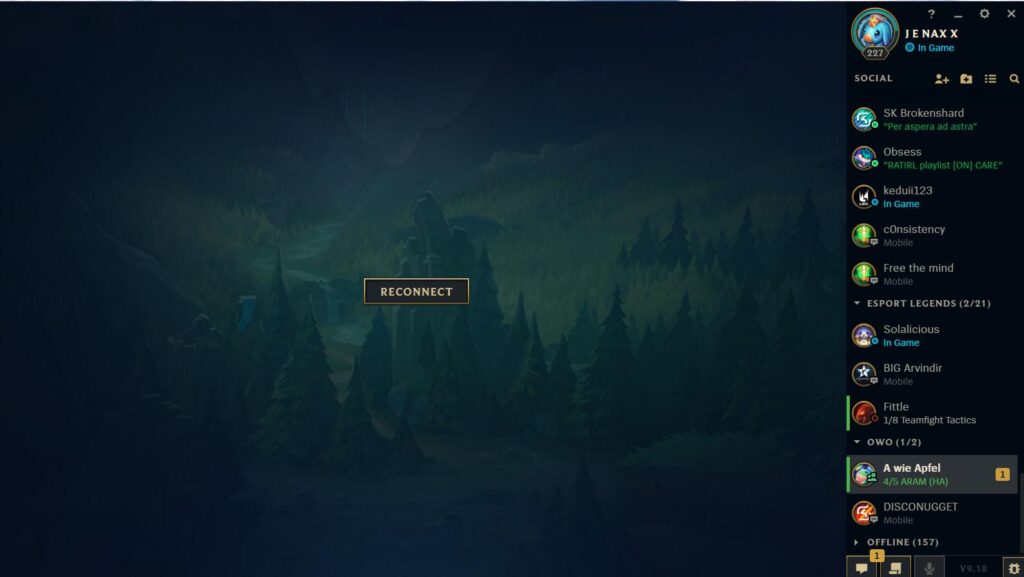 Liên Minh Huyền Thoại lỗi kết nối lại