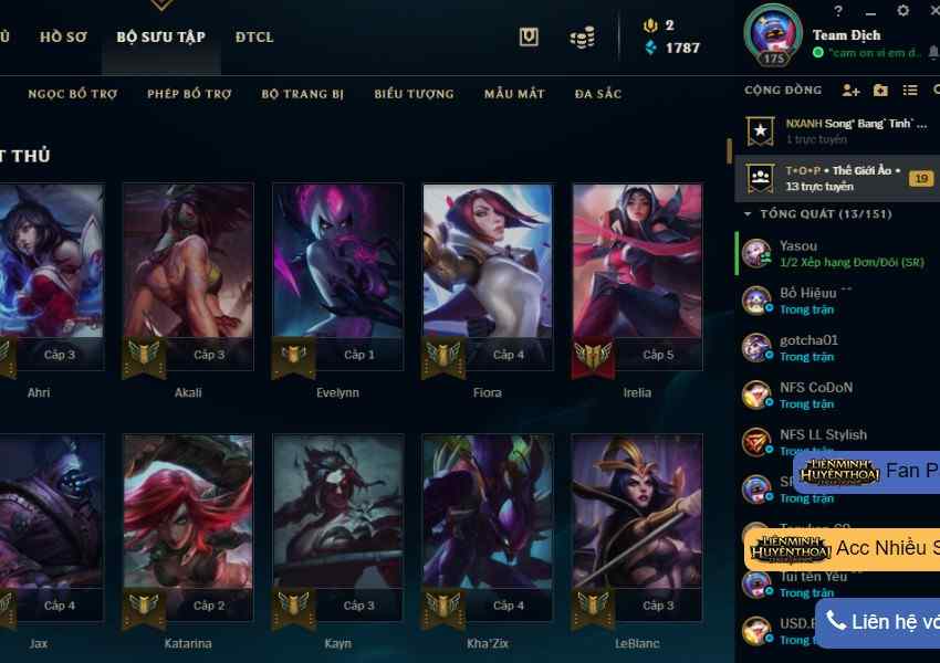 Hãy chọn acc phù hợp về giá, phù hợp với mong muốn của bạn